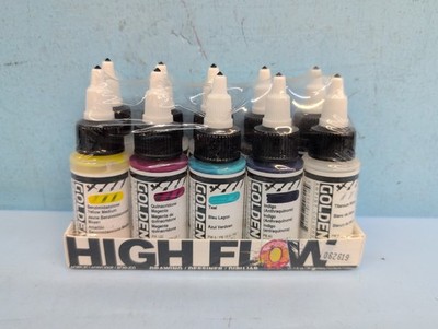 Golden High Flow Acrylic Ink / Liquid Fluid Paint 10 x 1 oz Set