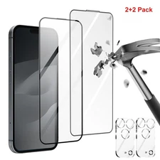 2+2 Pack Screen Protector for iPhone 17 Pro Max Air Tempered Glass & Camera Lens