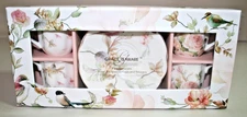 Grace Teaware Four Expresso Cups & Saucers Boxed Gift Set Cottage Rose- Bird New