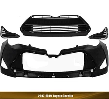 Front Bumper Cover Fascia & Lower Grille Kit For 2017-2019 Toyota Corolla