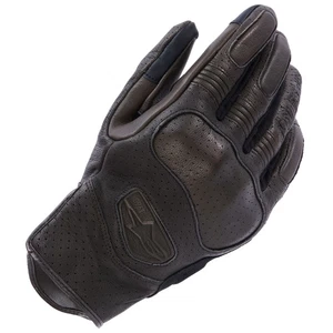 Alpinestars Mustang V3 Leather Motorbike Motorcycle Gloves - Dark Brown / Black