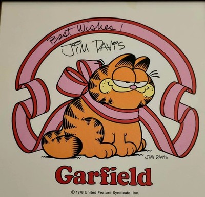 Garfield アートフレーム 1978年 Jim Davis Jim Davis Signed Garfield 1978 Picture - Best Wishes! - Autograph