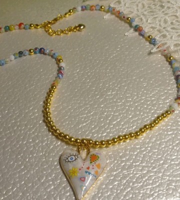 Handgefertigte Damen Halskette Murano Glasperlen Gold Halskette Kreisel