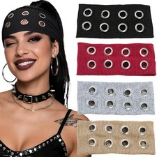 Punk Style Hollow Out Eyelets Metal Wide Headband For Women Music Festival Rock