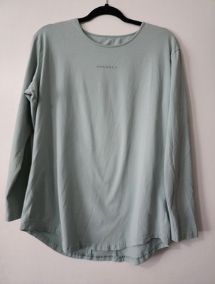 YoungLA Men s M Green Solid Logo Crew Neck Long Sleeve T-Shirt Medium