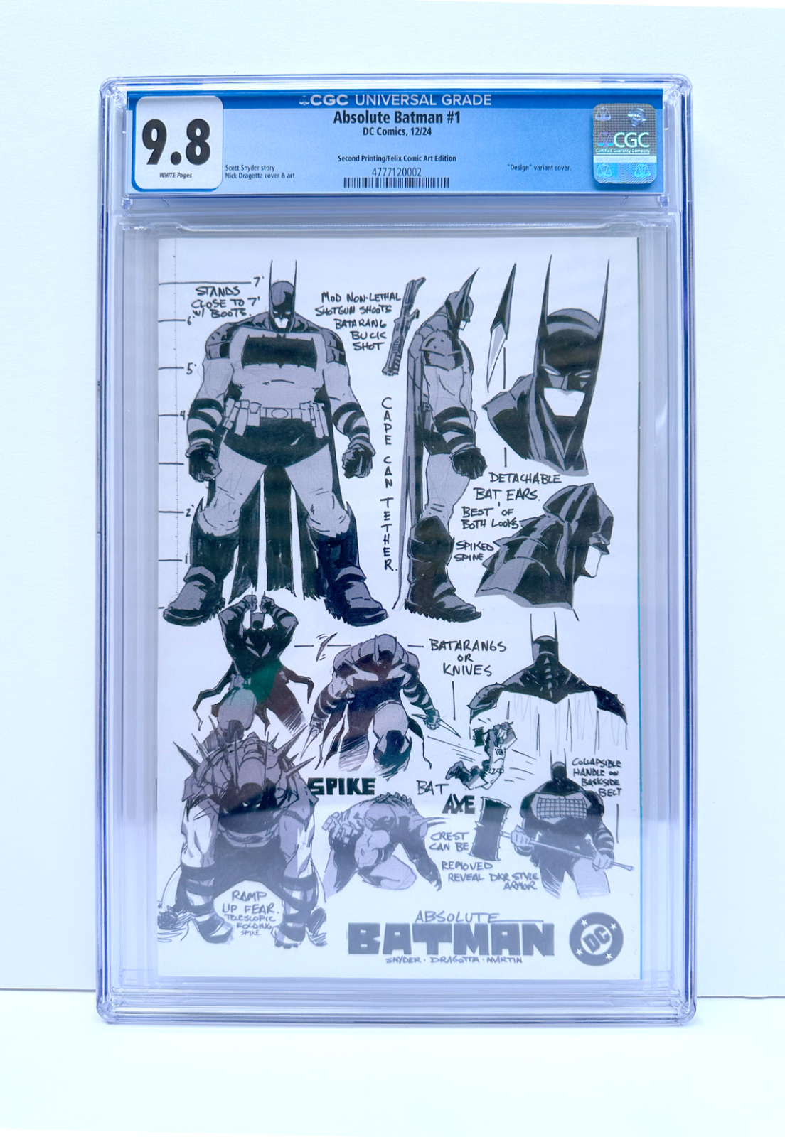 Absolute Batman #1 2nd Print Felix Comic Art Design Variant 1:1000 CGC ...