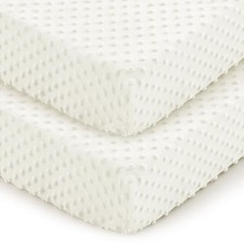 Baby 2 Pack, 28 x 52 Inch Minky Dot Fitted Crib Mattress Crib Sheets White