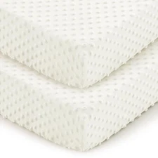  Baby 2 Pack, 28 x 52 Inch Minky Dot Fitted Crib Mattress Crib Sheets White