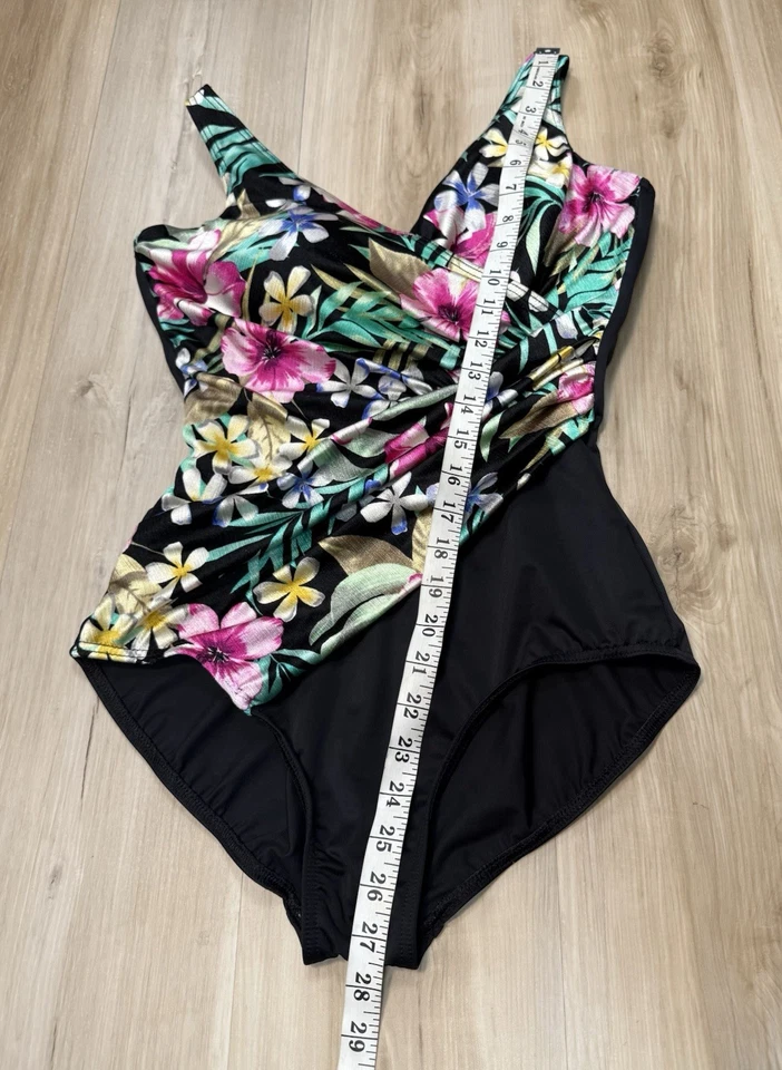 Traje de baño Miraclesuit de colección iridiscente tropical floral de una pieza Oceanus talla EE. UU. 16 Foto 4 de 4