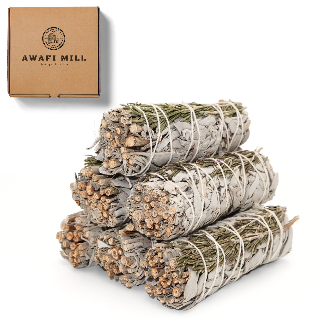 AWAFI MILL White Sage Mixed with Rosemary Smudge Sticks - Pack Of 3 Sticks