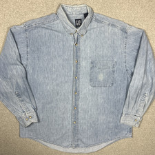 Vintage GAP Denim Shirt Mens Extra Large Long Sleeve Button Cotton 90s USA Made