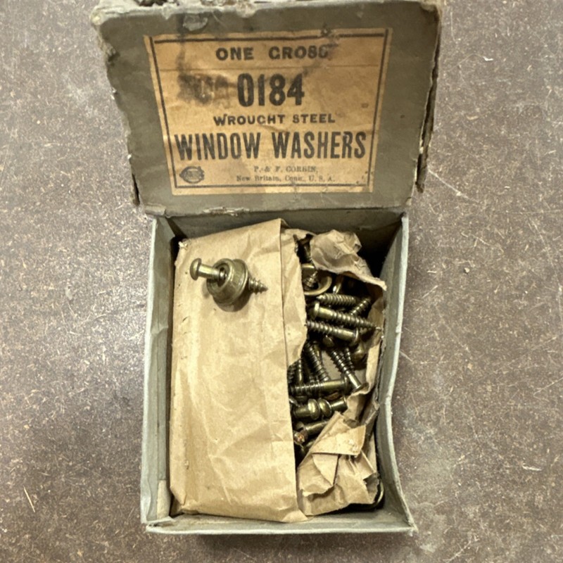 P. & F. Corbin 0184 Wrought Steel Window Washer with Screws in Original Box