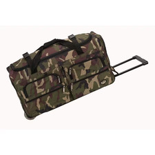 Rolling Duffle Bag Luggage 30-Inch Camouflage Polyester Front Pockets