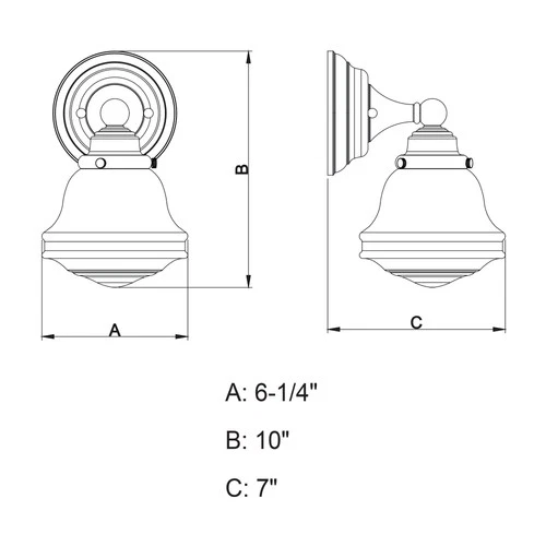 Vaxcel Lighting W0166 Bronze Huntley 1-Light Vanity Light - Picture 5 of 7