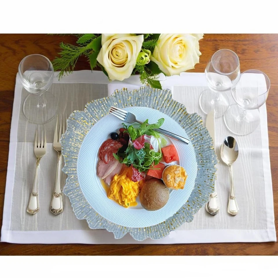 Blue Charger Plates,13 Inch Reef Plastic Chargers for Dinner Plate, Decorativ... - Image 3 of 4