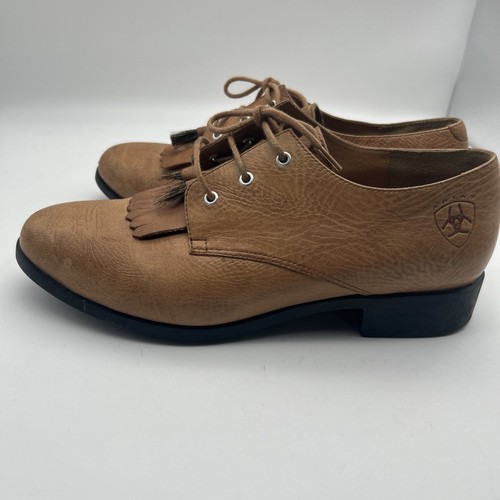 Zapatos de vestir Oxford Ariat Jamie con cordones Kilties borla cuero marrón Western 10 - Imagen 5 de 10
