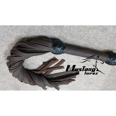 Top Quality leather Dark Brown handle and 24 Cowhide leather tails flogger Whip