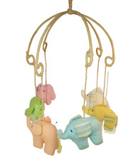 Amani Watoto Baby Crib Mobile Handmade Elephants Pastel Multicolor Nursery Decor