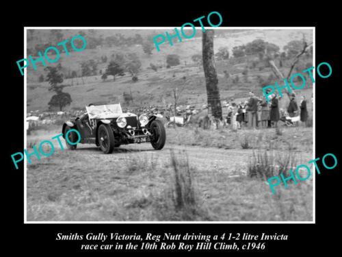 HISTORIC 8x6 MOTOR RACING PHOTO OF ROB ROY HILL CLIMB INVICTA RACE CAR c1946 - Afbeelding 1 van 1