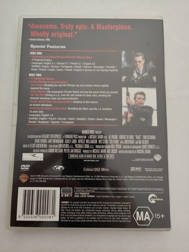 Heat (DVD 1995) Al Pacino Val kilmer ! action drama epic ! VGC Fast Post a3 - Picture 3 of 3
