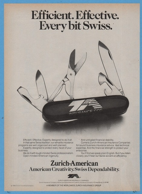 1985 Swiss Army Knife Zurich American ZA Bank Insurance ...