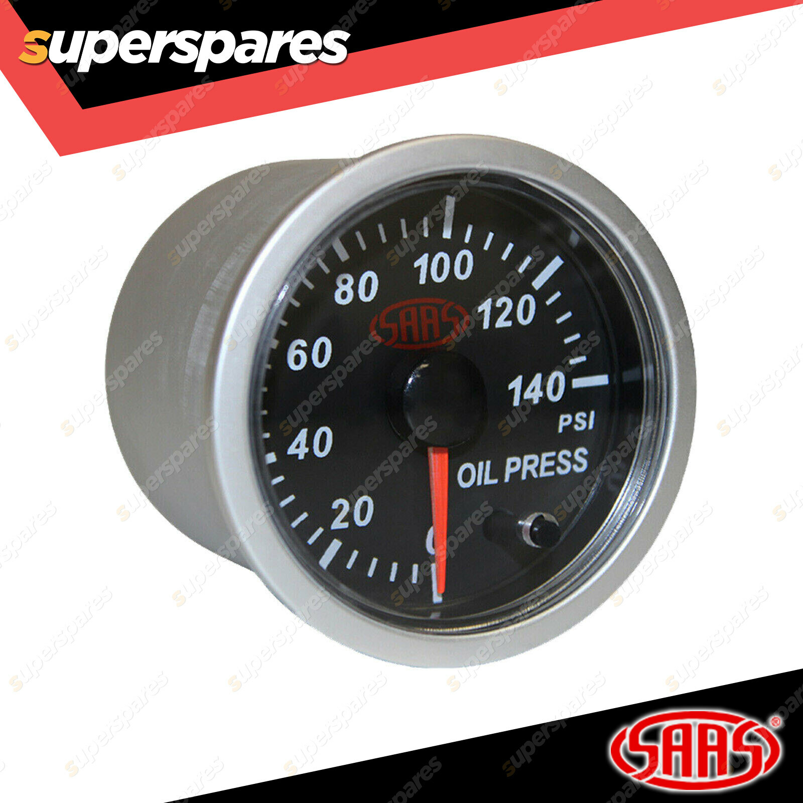 SAAS Oil Pressure Gauge 0140 psi 52mm 2" Black Face Street Series eBay