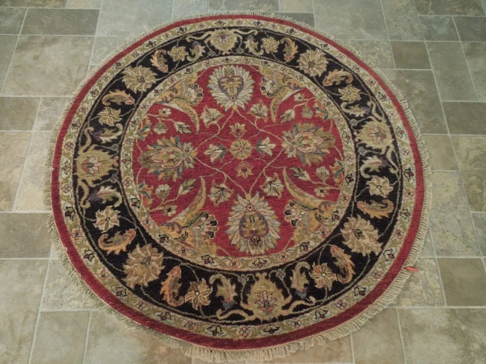 4x4' Red Vegetable Dyed Chobi Round Rug 73686 - Image 2 of 4