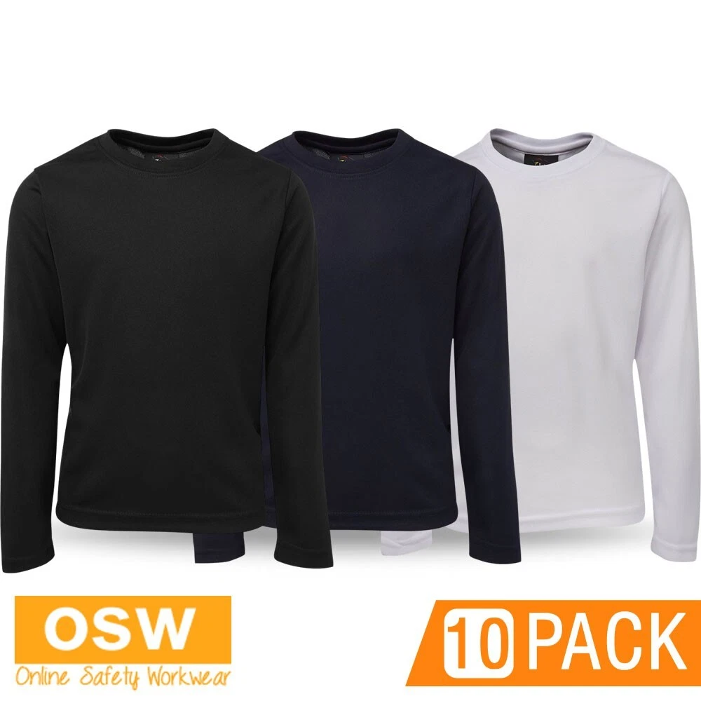 10 X Kids & Adults Podium Long Sleeves Knit Fabric Poly Tee Cool and Dry