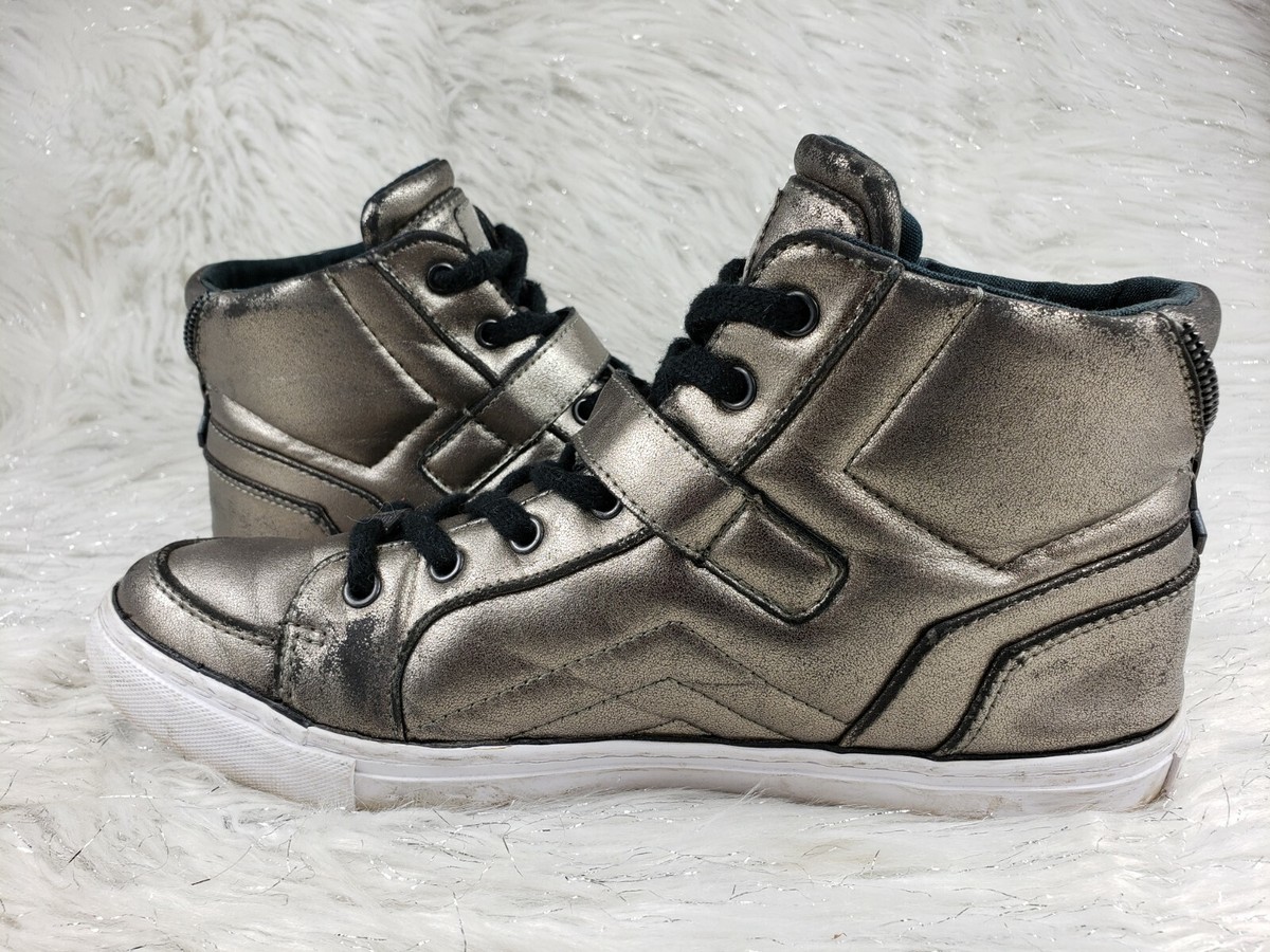 ⭐︎JASS⭐︎ G by Guess Womens Metallic Pewter Sneakers GGOJAY Size 8.5 M