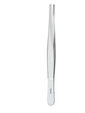 Set of 2  Standard Dressing Forceps,10",Straight, Serrated Tips, English Pattern