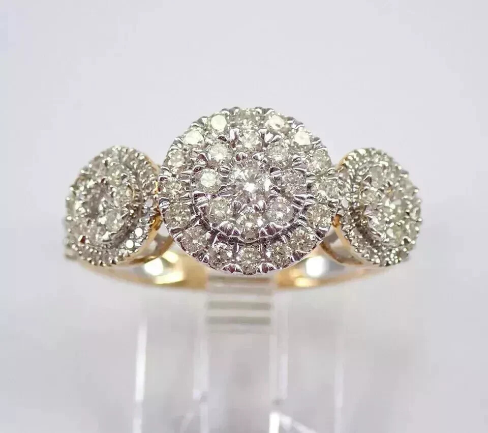 2Ct Round Cut Lab Created Diamond Cluster Engagement Ring 14K Yellow ...