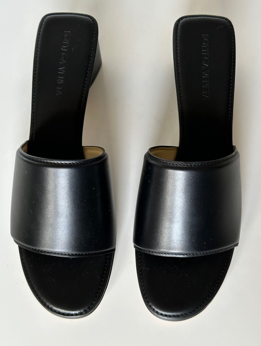 NIB $760 Bottega Veneta Calf Leather Sandals Shoes Black 9