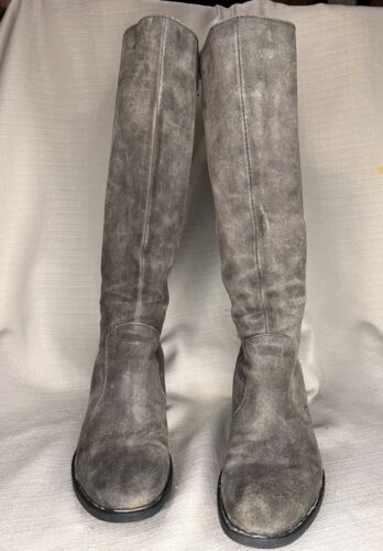 BORN Felicia Tall Boots 9M Gray-Brown Taupe Suede 