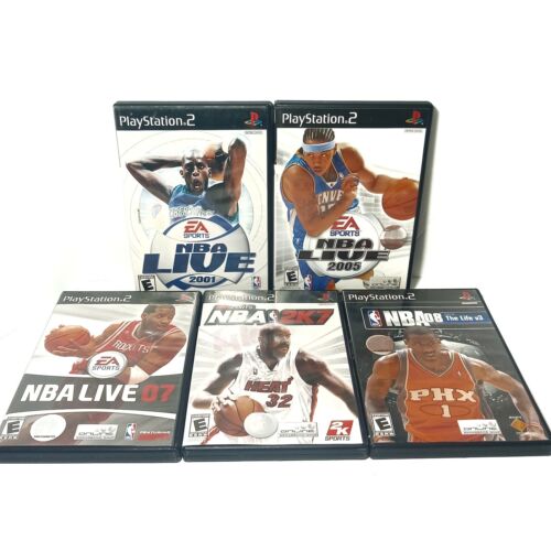 NBA Live 2001, 2005, 2007, NBA 08 The Life V3-NBA 2K7 PS2 lot de jeux avec manuels - Photo 1/23