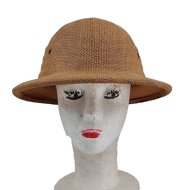 Brookstone Vintage Safari Colonial Jungle Molded Straw Hat Adjustable  Headband