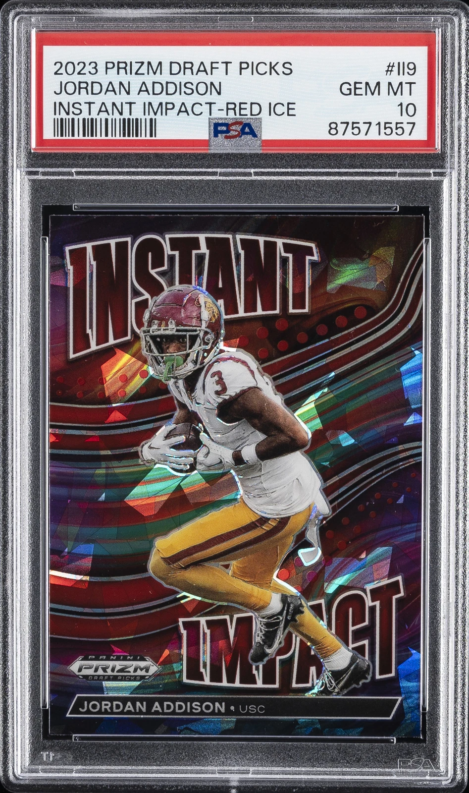 Jordan Addison Panini Prizm Draft Picks Instant Impact #II9 Red Ice