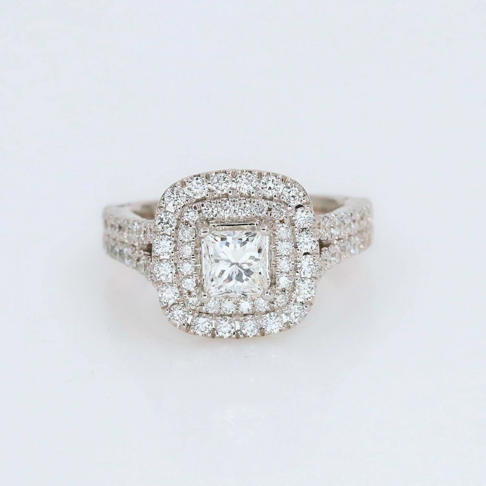 Anillo de compromiso Vera Wang Love Collection 1 1/2 tcw princesa diamante caña dividida Foto 4 de 4