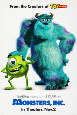 MONSTERS INC. MOVIE POSTER 2 Sided ORIGINAL EXL 27x40 BILLY CRYSTAL JOHN GOODMAN