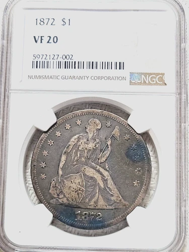 1872 Seated Liberty Silver Dollar $1 NGC VF20