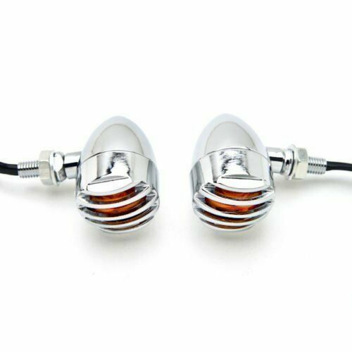 2pcs Chrome Amber Tail Brake Turn Signal Light For Harley Custom Chopper - Picture 2 of 5