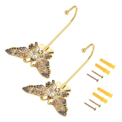 2pcs Butterfly Shape Coat Hat Backpack Wall Hooks Rack Hangers Organizer Holder - Picture 5 of 15