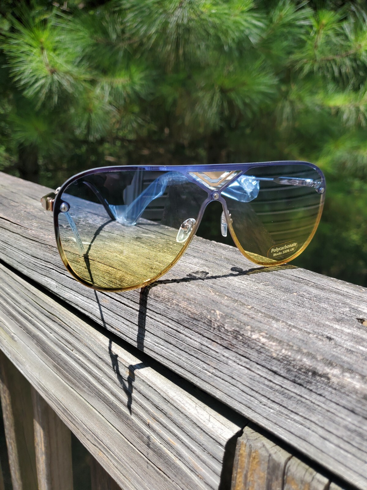 AVIATOR SUNGLASSES Blue To Yellow Gradiant Lens Meral Frame