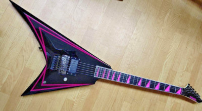 EDWARDS E-ALEXI Pink Sawtooth V Electric Guitar Floyd Rose