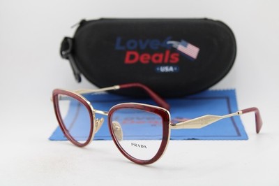 NEW PRADA MILANO VPR54Z 15D-1O1 RED BLACK GOLD MARBLE AUTHENTIC EYEGLASSES 51-22