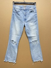 Mother The Hustler Ankle Fray Women's Size 29 High Rise Stretch Blue Denim Jeans