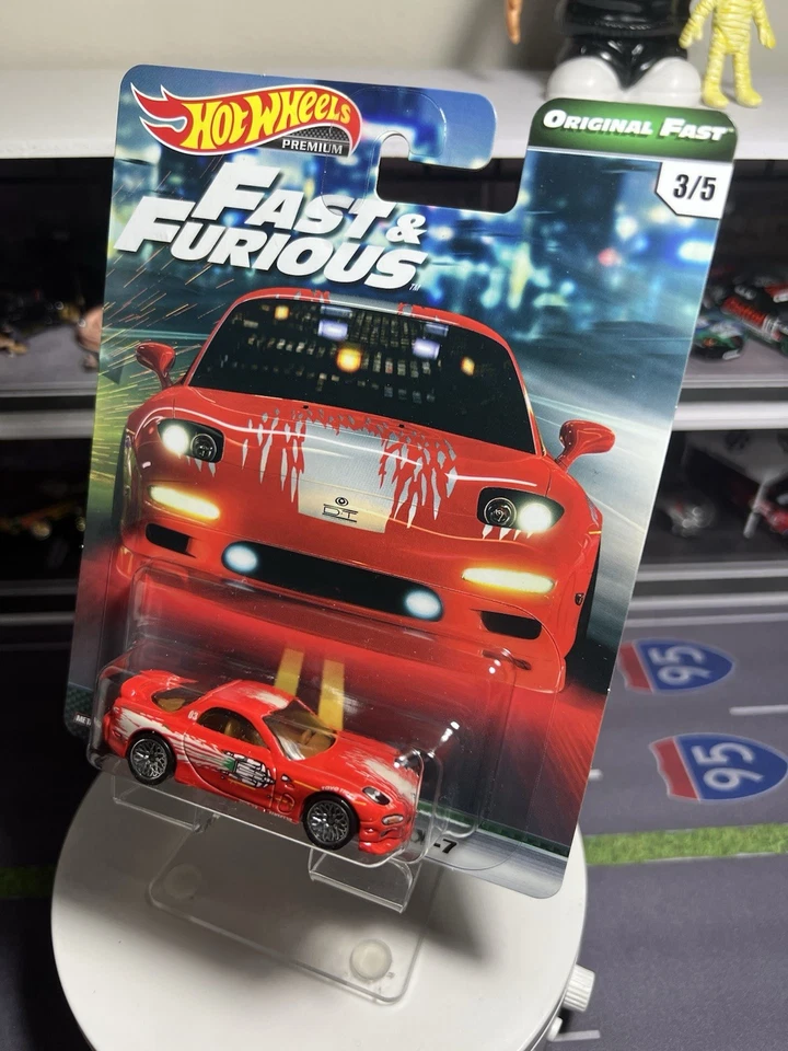 Hot Wheels Premium Original Fast & Furious Red Dom’s Mazda RX-7 Carded 2017 - Image 4 of 4