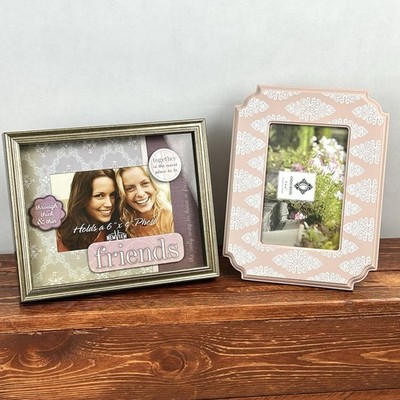 Lot Of 2 Friends 3D Picture Frames Pink & Gold ~New View & Concepts Brands 6x4 