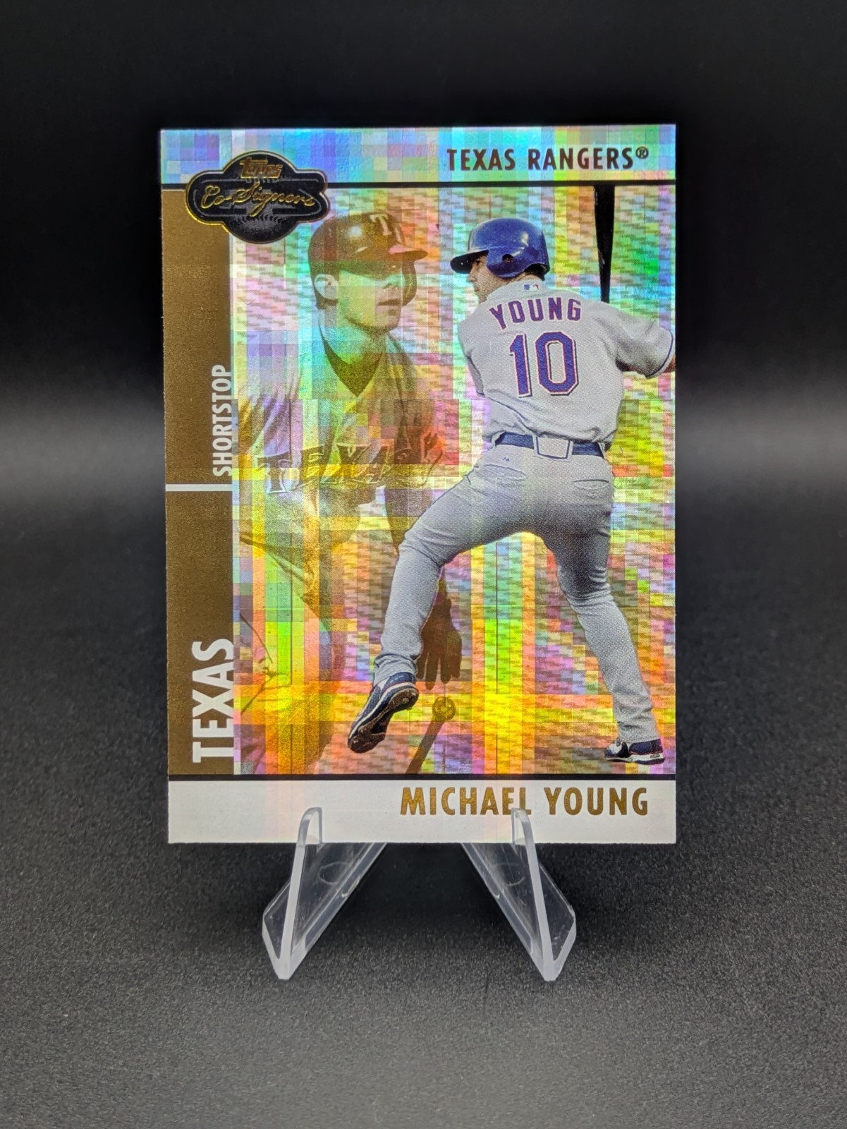 2008 Topps Co-Signers Hyper Plaid Gold Parallel #/10 Michael Young #2 Rangers