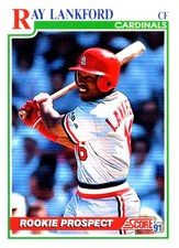 1991 Score #731 Ray Lankford RC Rookie St. Louis Cardinals Baseball Card. rookie card picture