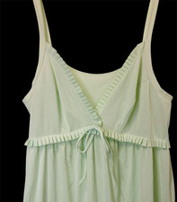 Vtg 70s Shadowline Nightgown Slip Dress Womens Small Green Maxi Long Nylon USA